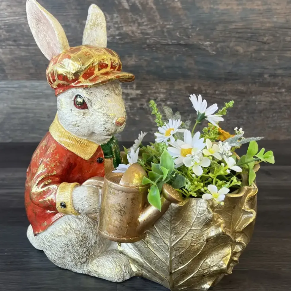 Osterdeko Hase Klopfer mit Topf Clayre & Eef H 30 cm