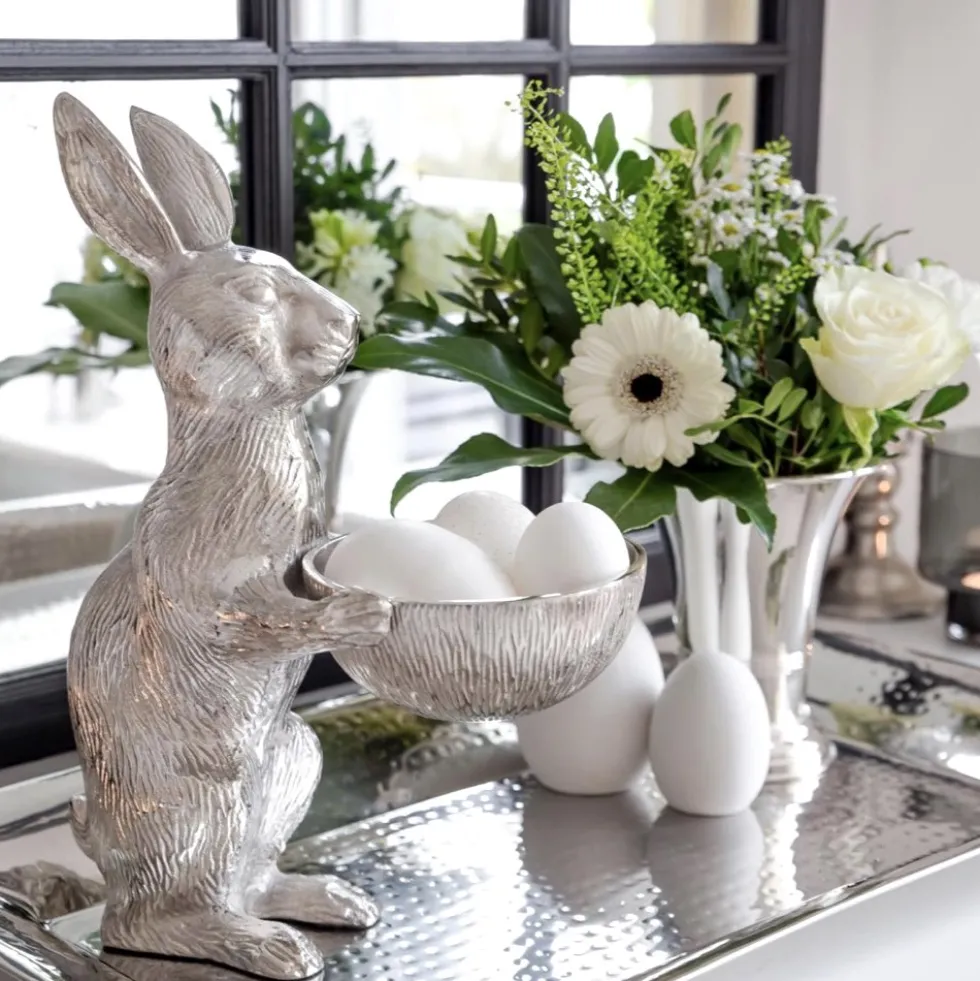 Osterdeko Hase mit Schale Bert Edzard Höhe 31 cm
