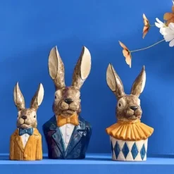 Osterdeko Hasenbüste im Anzug Werner Voß Höhe 25 cm