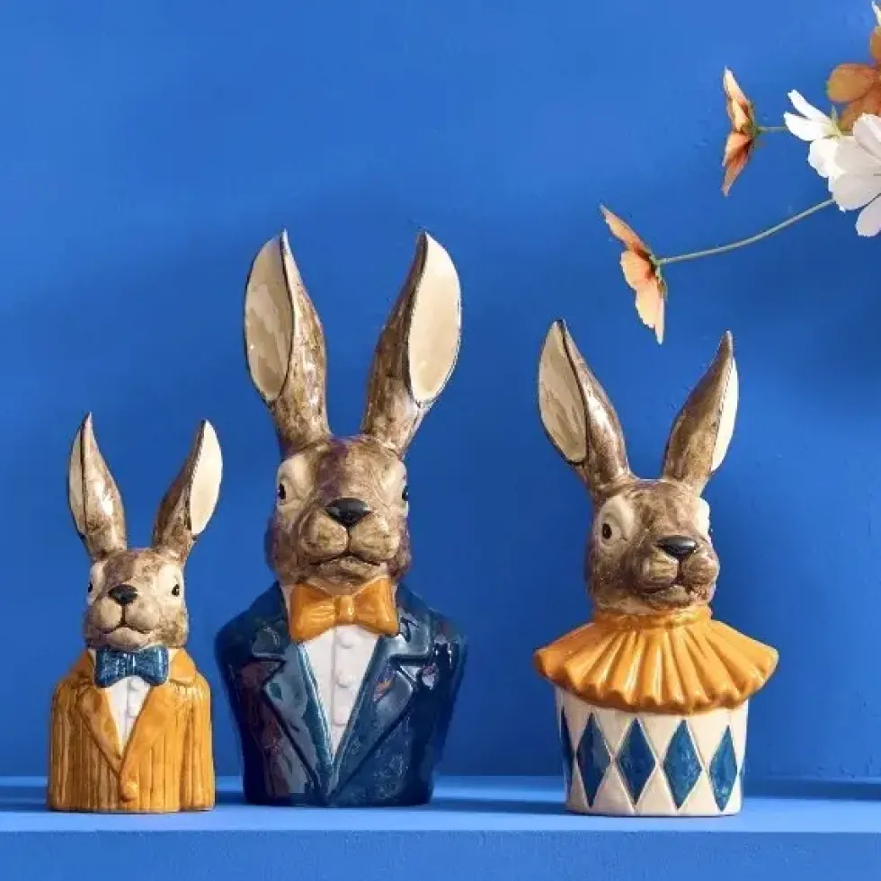 Osterdeko Hasenbüste mit Kragen Werner Voß Höhe 31 cm