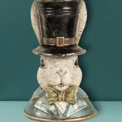 Osterhase Deko Hasenbüste Hase mit Zylinder Clayre & Eef H 29 cm