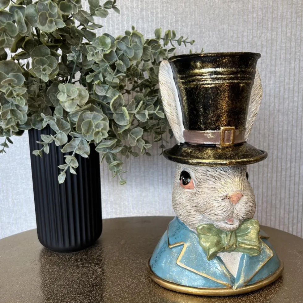 Osterhase Deko Hasenbüste Hase mit Zylinder Clayre & Eef H 29 cm