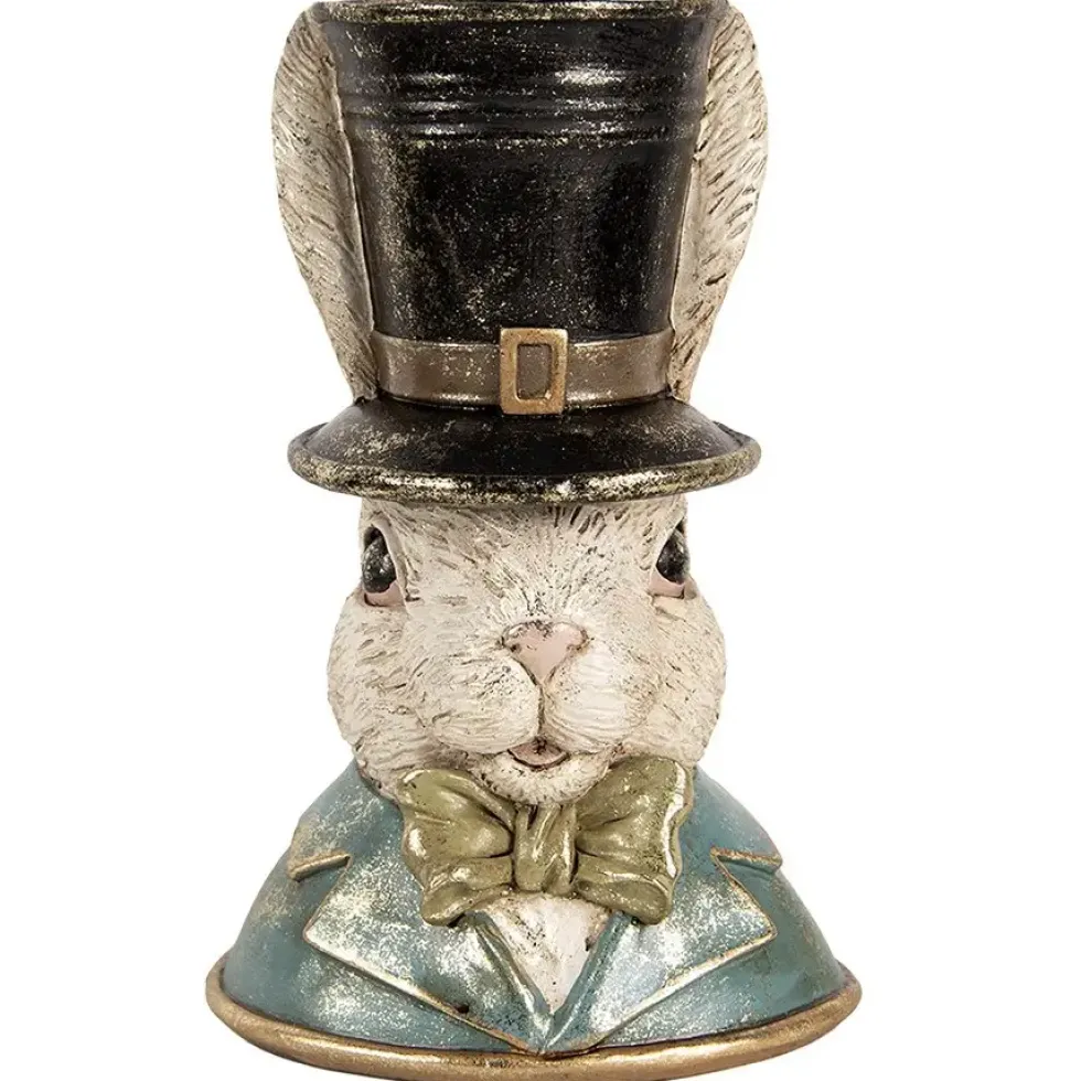 Osterhase Deko Hasenbüste Hase mit Zylinder Clayre & Eef H 29 cm