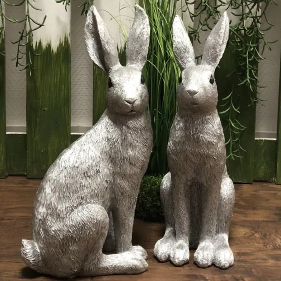 Osterhasen Deko 2er Set Paxino silber Kaheku