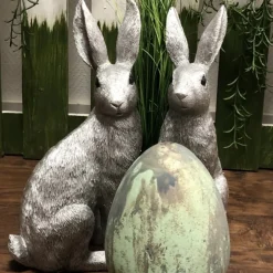 Osterhasen Deko 2er Set Paxino silber Kaheku