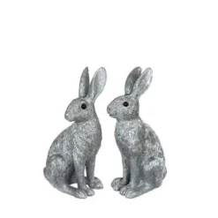 Osterhasen Deko 2er Set Paxino silber Kaheku