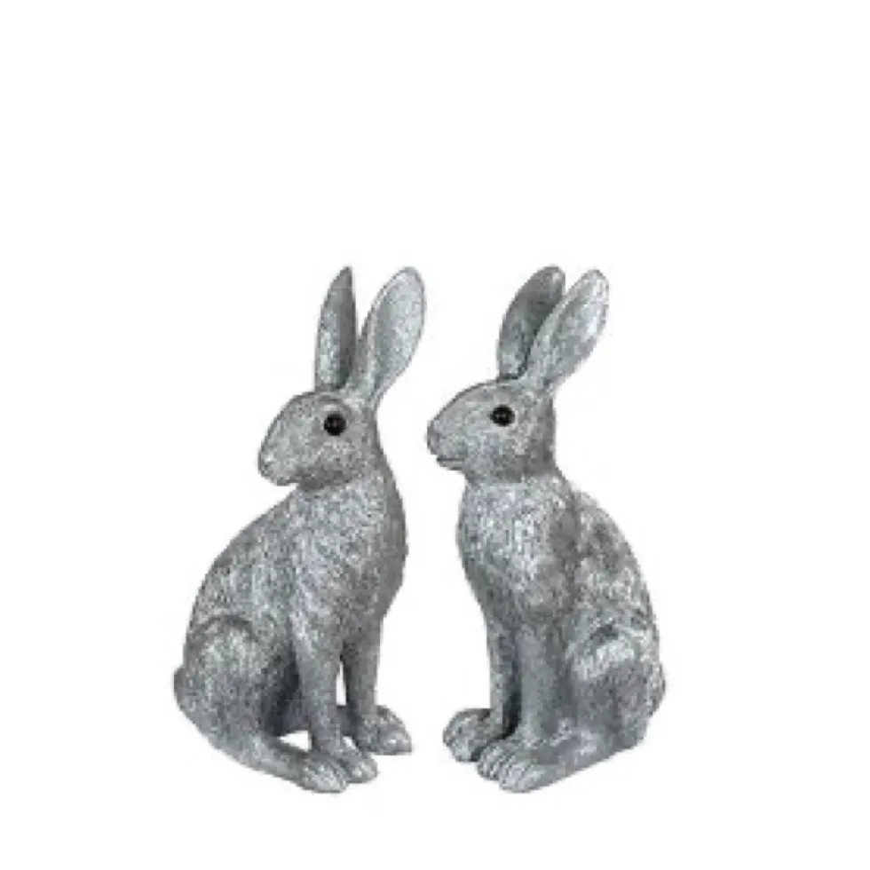 Osterhasen Deko 2er Set Paxino silber Kaheku