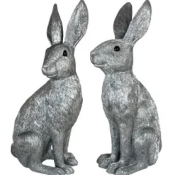 Osterhasen Deko 2er Set Paxino silber Kaheku