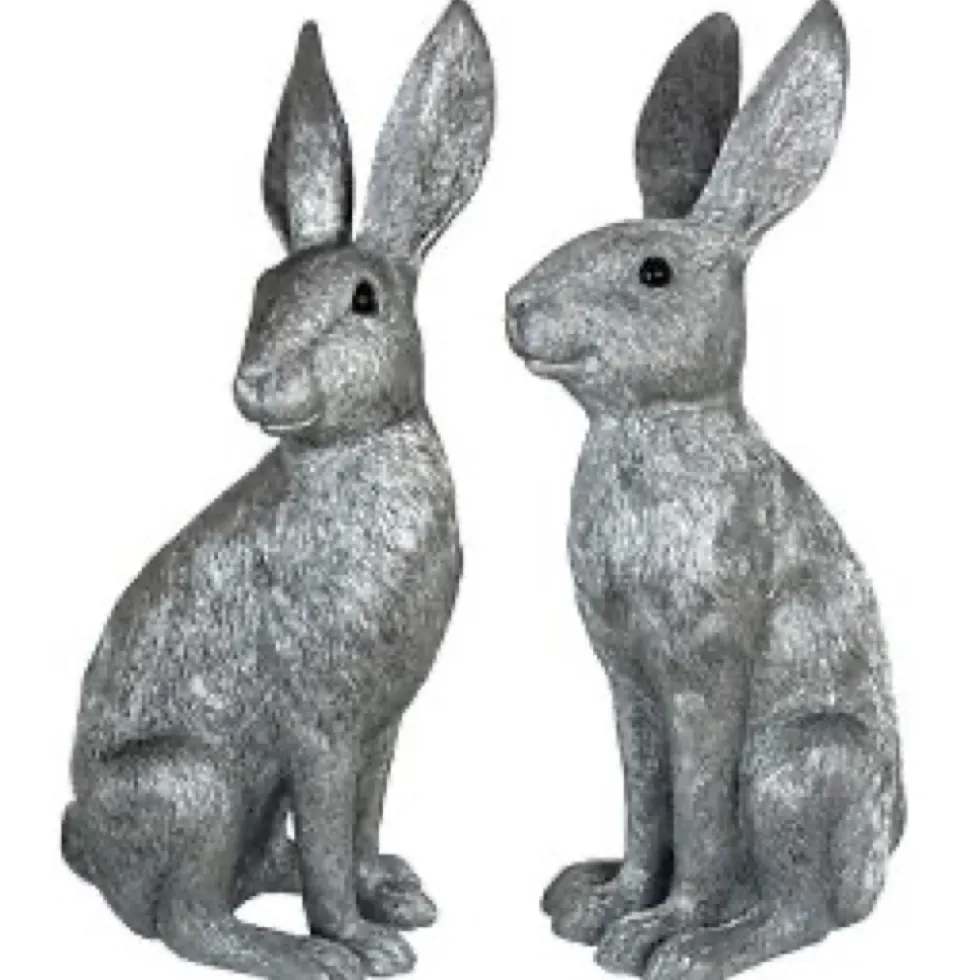 Osterhasen Deko 2er Set Paxino silber Kaheku