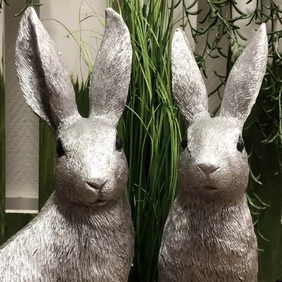 Osterhasen Deko 2er Set Paxino silber Kaheku