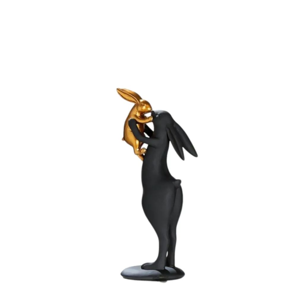 Osterhasen Deko groß HASENMUTTER Huckepack schwarz | H 51 cm | H 32 cm