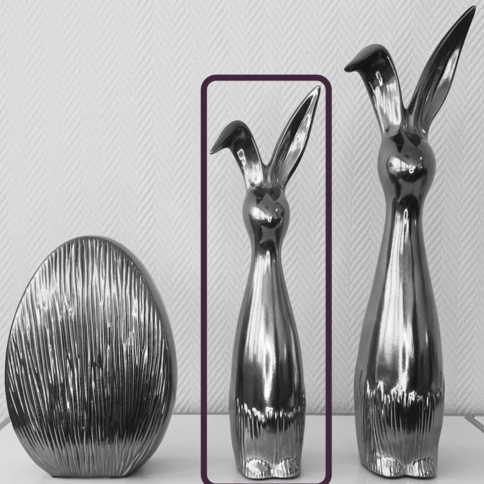 Osterhasen Deko Scratchy silber oder Osterei silber Eggy Casablanca
