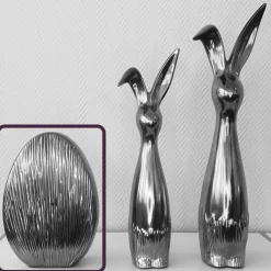 Osterhasen Deko Scratchy silber oder Osterei silber Eggy Casablanca