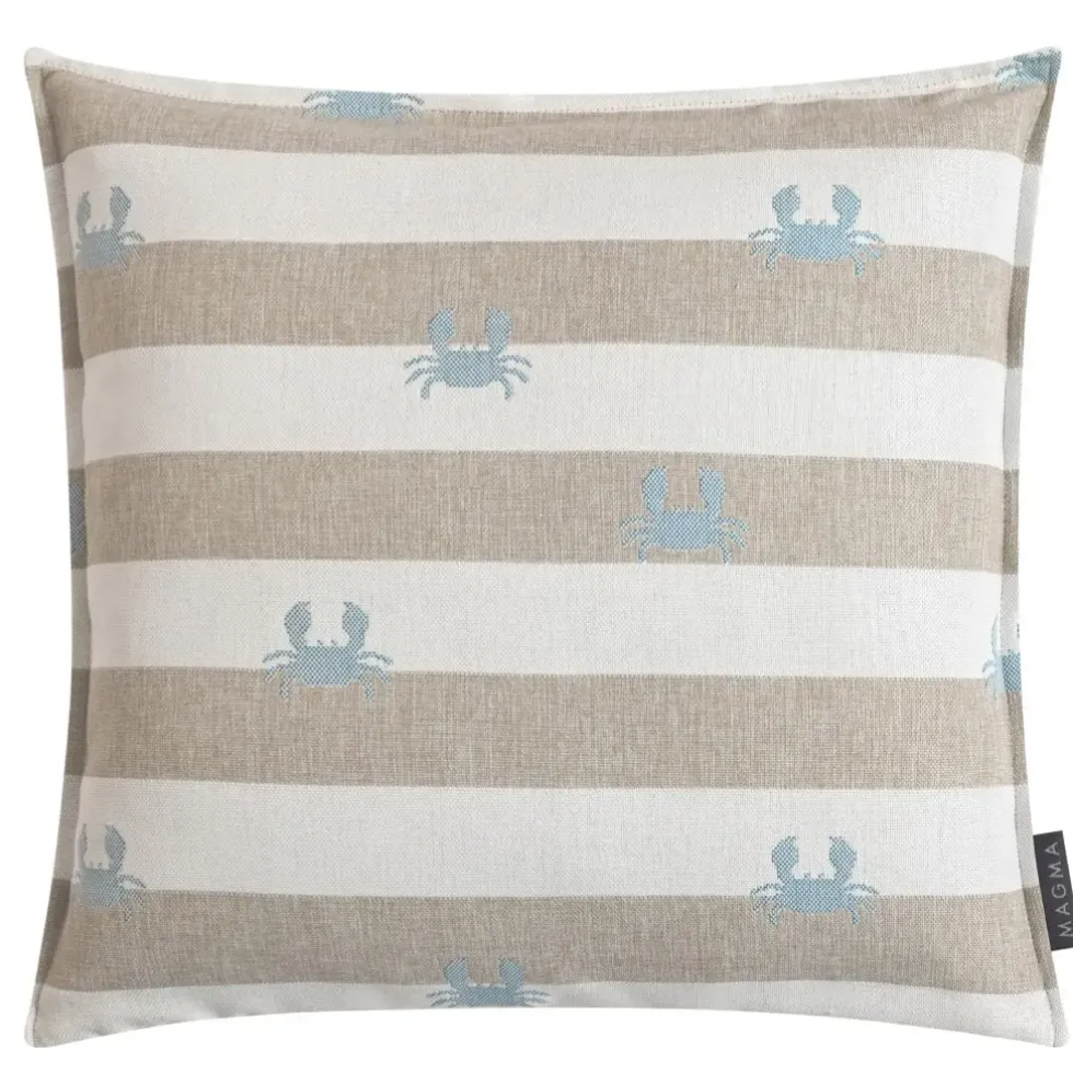 Outdoor Kissen wetterfest Magma CRAB gestreift beige 45×45 cm