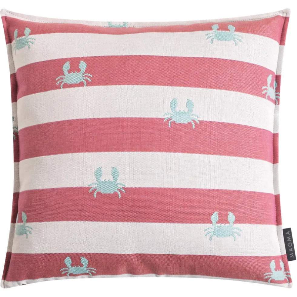 Outdoor Kissen wetterfest Magma CRAB gestreift rot 45×45 cm