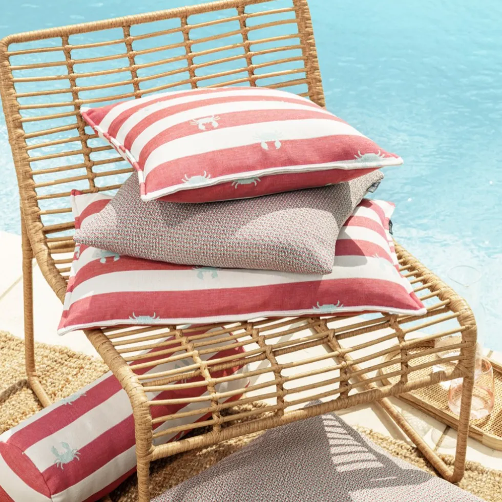 Outdoor Kissen wetterfest Magma CRAB gestreift rot 45×45 cm