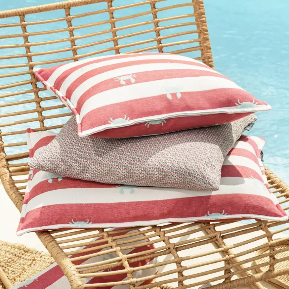 Outdoor Kissen wetterfest Magma CRAB gestreift rot 40×60 cm