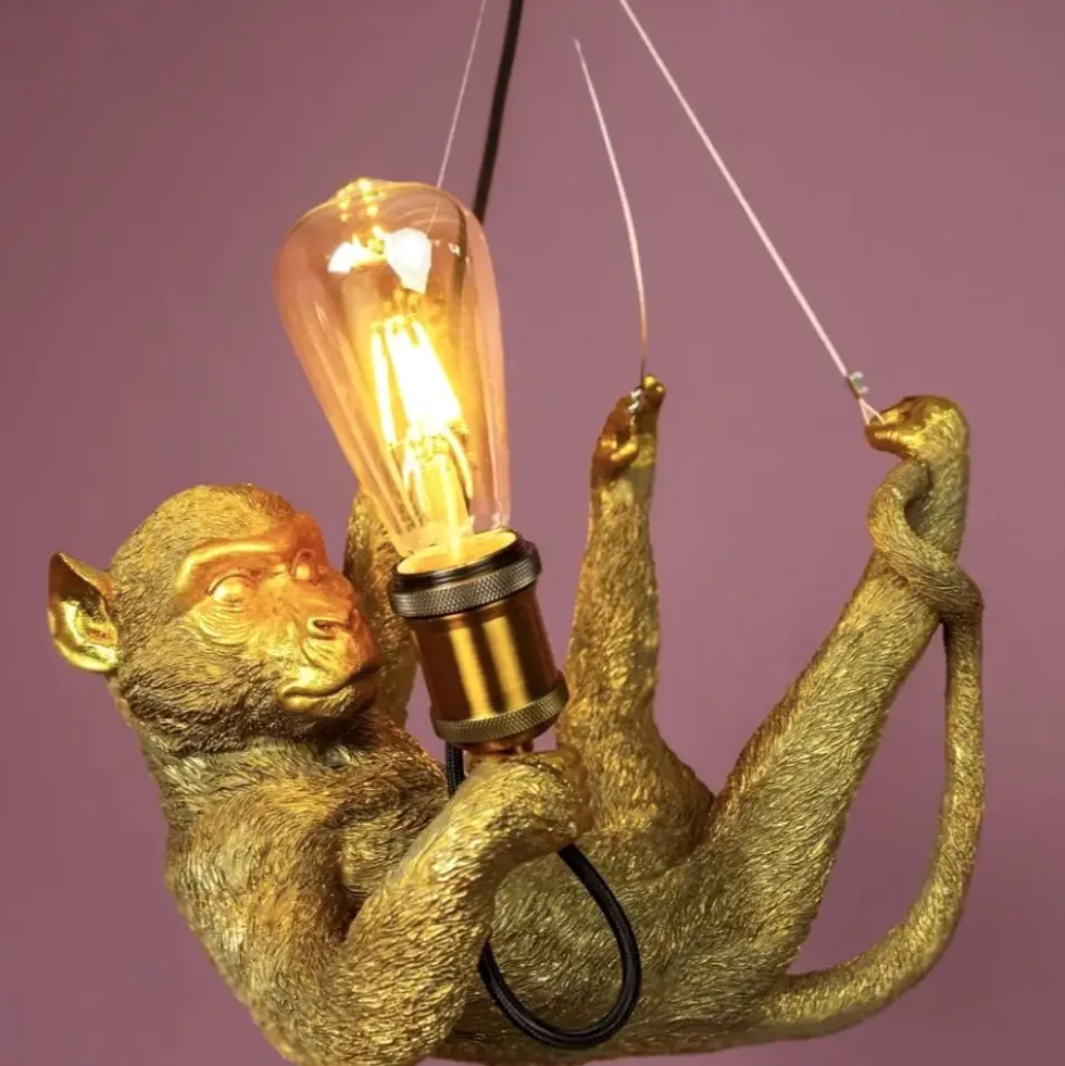 Pendelleuchte Äffchen gold Charlie Werner Voß Höhe 30 cm