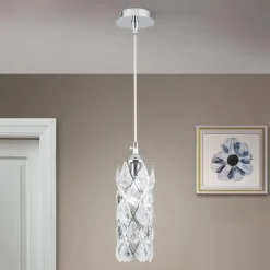 Pendelleuchte Rimini chrom mit Kristallbehang