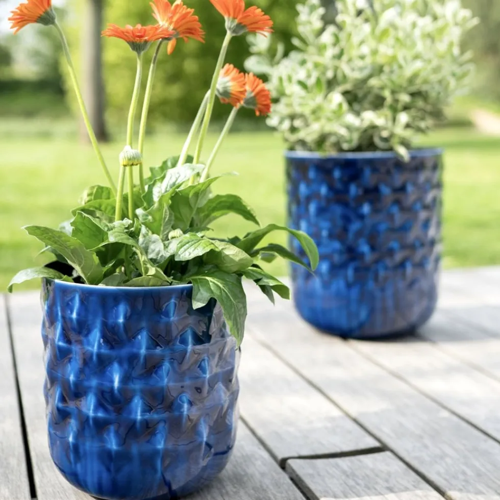 Pflanzkübel Metall Außenbereich blau Jacie 4er Set