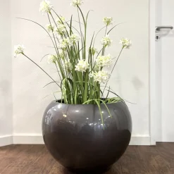 Pflanzkübel silbergrau Hochglanz Leony Durchmesser 60 cm