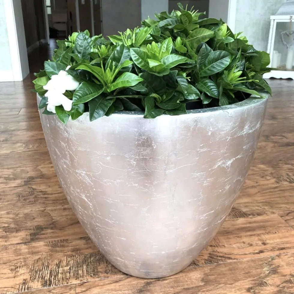 Pflanzkübel silber Hochglanz Durchmesser 42 cm