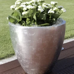Pflanzkübel silber Hochglanz Durchmesser 42 cm