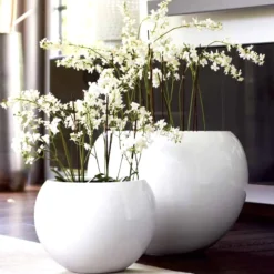 Pflanzkübel weiß Hochglanz Leony D 60 cm