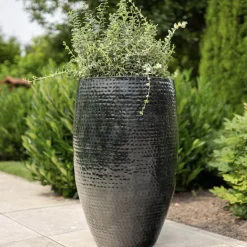 Pflanzkübel XXL Metall Thom black Höhe 49 cm