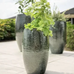 Pflanzkübel XXL Metall Thom black Höhe 49 cm