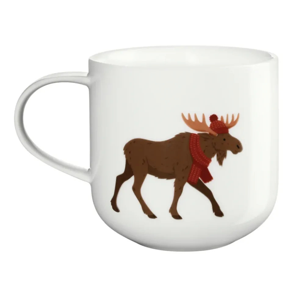 Porzellan Becher Elch Winter-Pulli | 400 ml weiß