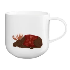 Porzellan Becher Elch Winter-Pulli | 400 ml weiß