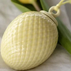 Porzellan Deko Osterei Lyngby Rhombe gelb Höhe 7 cm