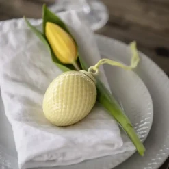 Porzellan Deko Osterei Lyngby Rhombe gelb Höhe 7 cm