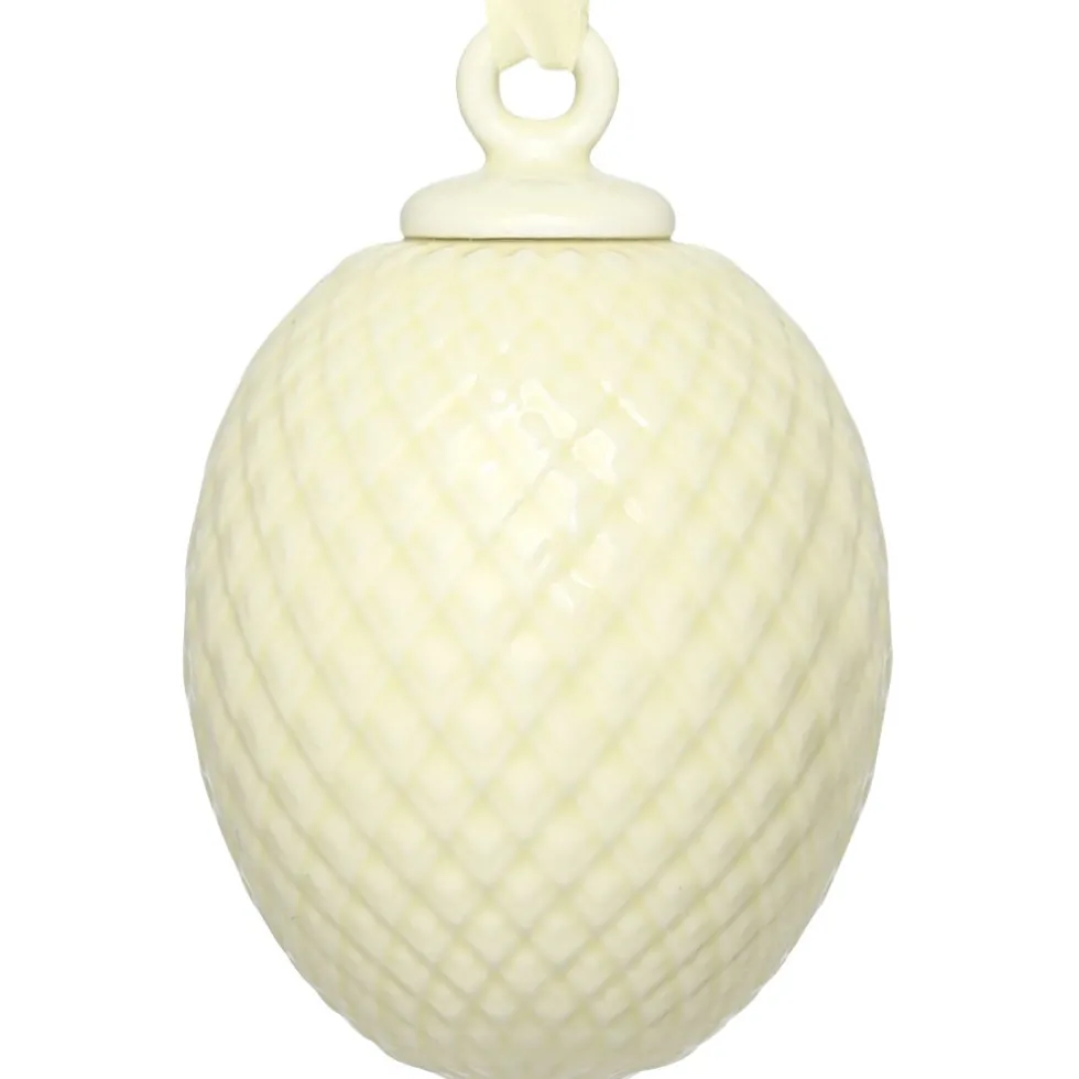 Porzellan Deko Osterei Lyngby Rhombe gelb Höhe 7 cm