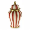 Porzellan Vase rot weiß mit Deckel von Werner Voß