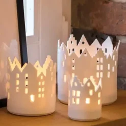 Räder Deko Lichthaus Porzellan weiß Stadtlicht RATHAUSPLATZ H 9 cm