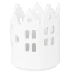 Räder Deko Lichthaus Windlicht Porzellan weiß Innenhof Stadtlicht H 7 cm