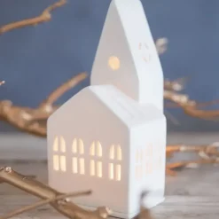 Räder Lichthaus Deko Porzellan weiß KIRCHE H 21 cm