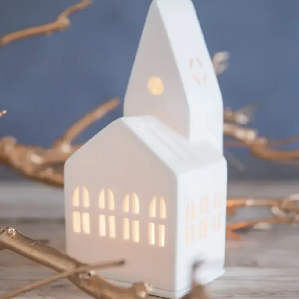 Räder Lichthaus Deko Porzellan weiß KIRCHE H 21 cm