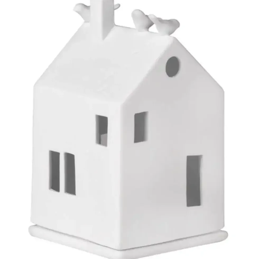 Räder Lichthaus mit Vögel Porzellan weiß VOGELHAUS H 13 cm