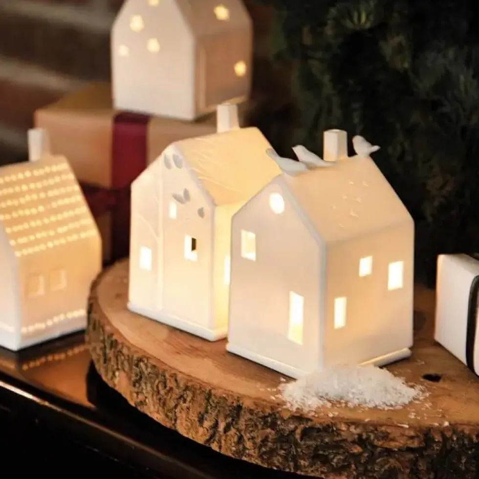 Räder Lichthaus mit Vögel Porzellan weiß VOGELHAUS H 13 cm