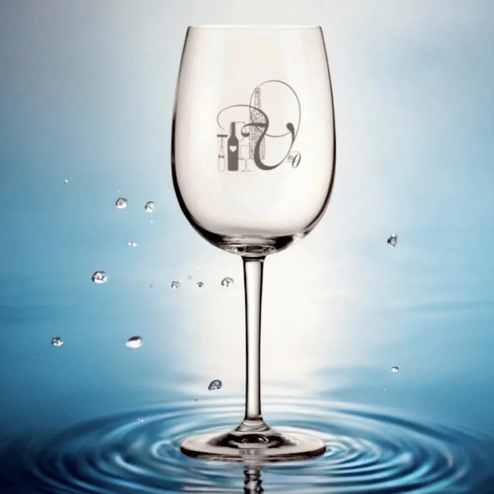 Räder Weinglas mit Gravur FLASCHE UND GLAS H 22 cm