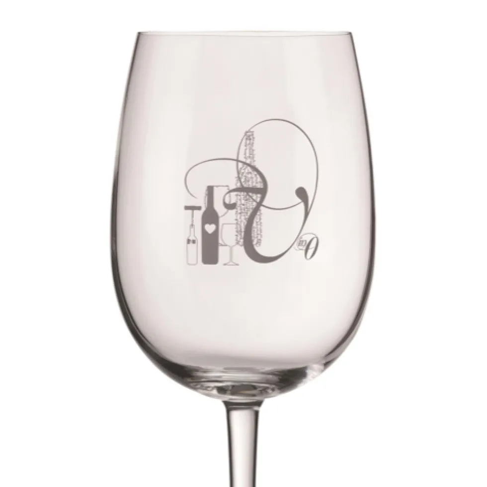 Räder Weinglas mit Gravur FLASCHE UND GLAS H 22 cm