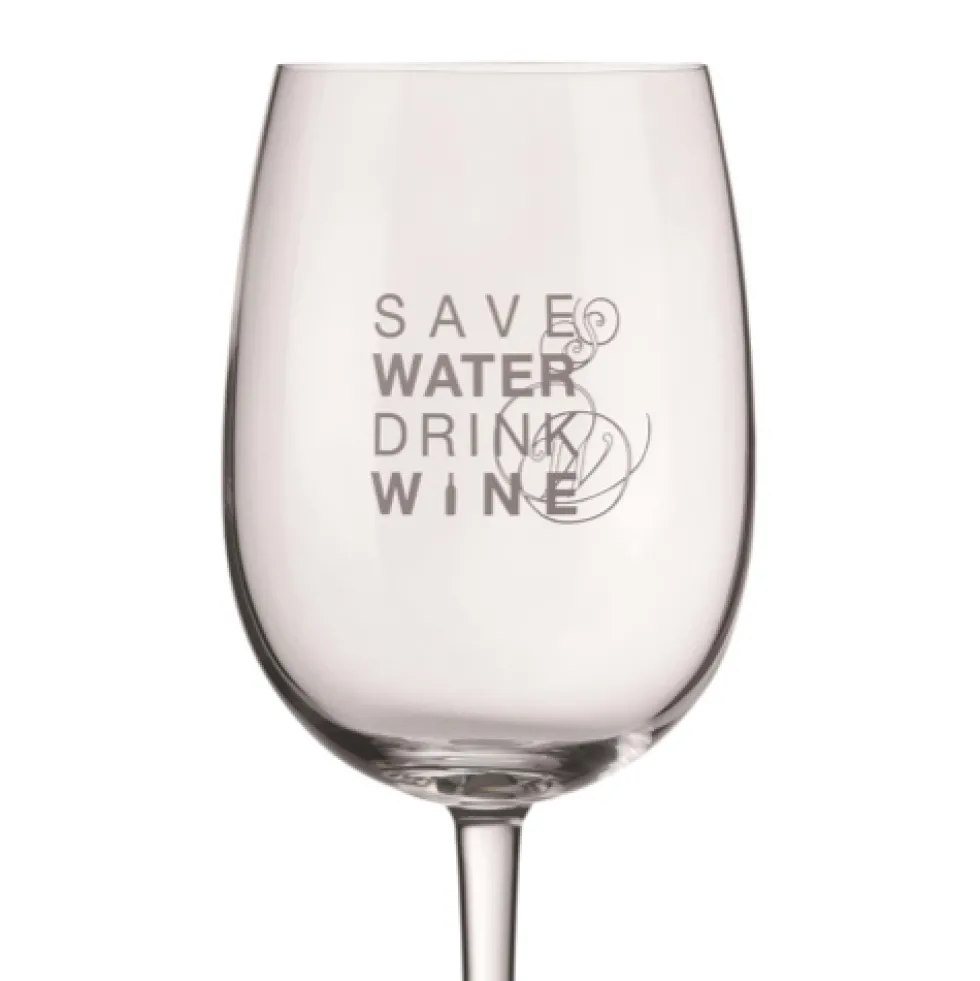 Räder Weinglas mit Gravur SAVE WATER DRINK WINE Höhe 22 cm