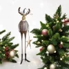 Rentier Weihnachten Deko Metall mit LED Stern Höhe 95 cm