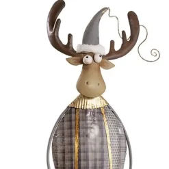 Rentier Weihnachten Deko Metall mit LED Stern Höhe 95 cm