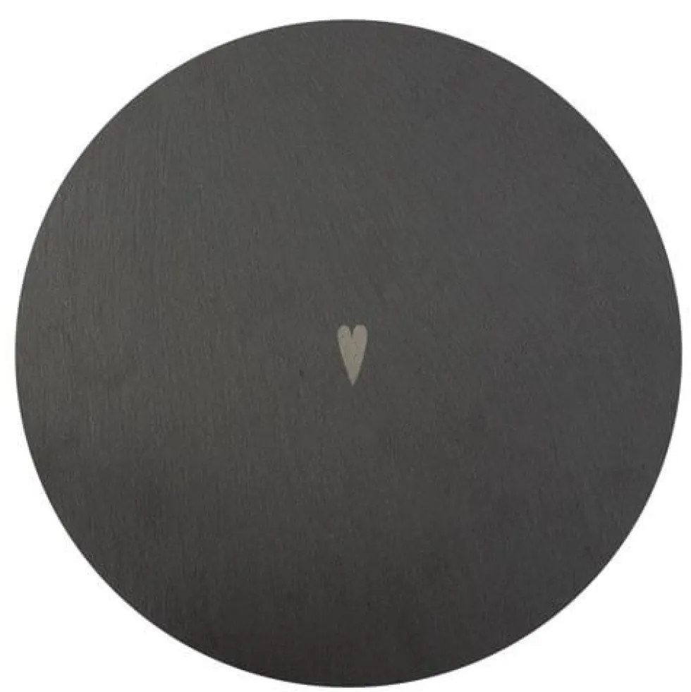 Schieferplatte Deko rund Räder Design HERZ D 32 cm