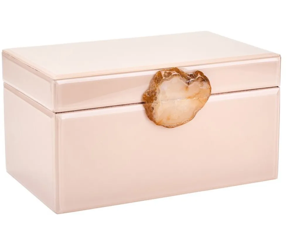 Schmuckkästchen Spiegelbox Miroir GiftCompany beige mit Achat Breite 30 cm