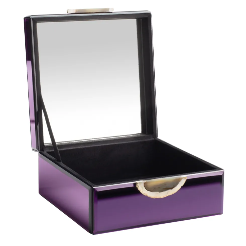 Schmuckkästchen Spiegelbox Miroir GiftCompany beige mit Achat Breite 30 cm